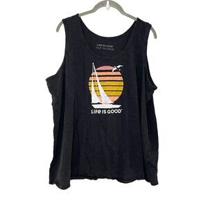 Women's Life is Good Seas The Day Sailboat  Lightweight Textured Slub Tank XXL